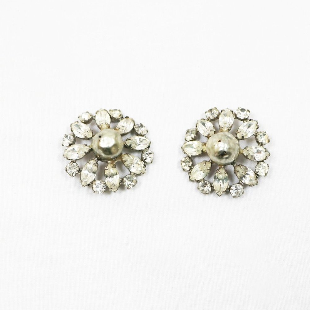 Vintage Rhinestone Decorative Flower Buttons
